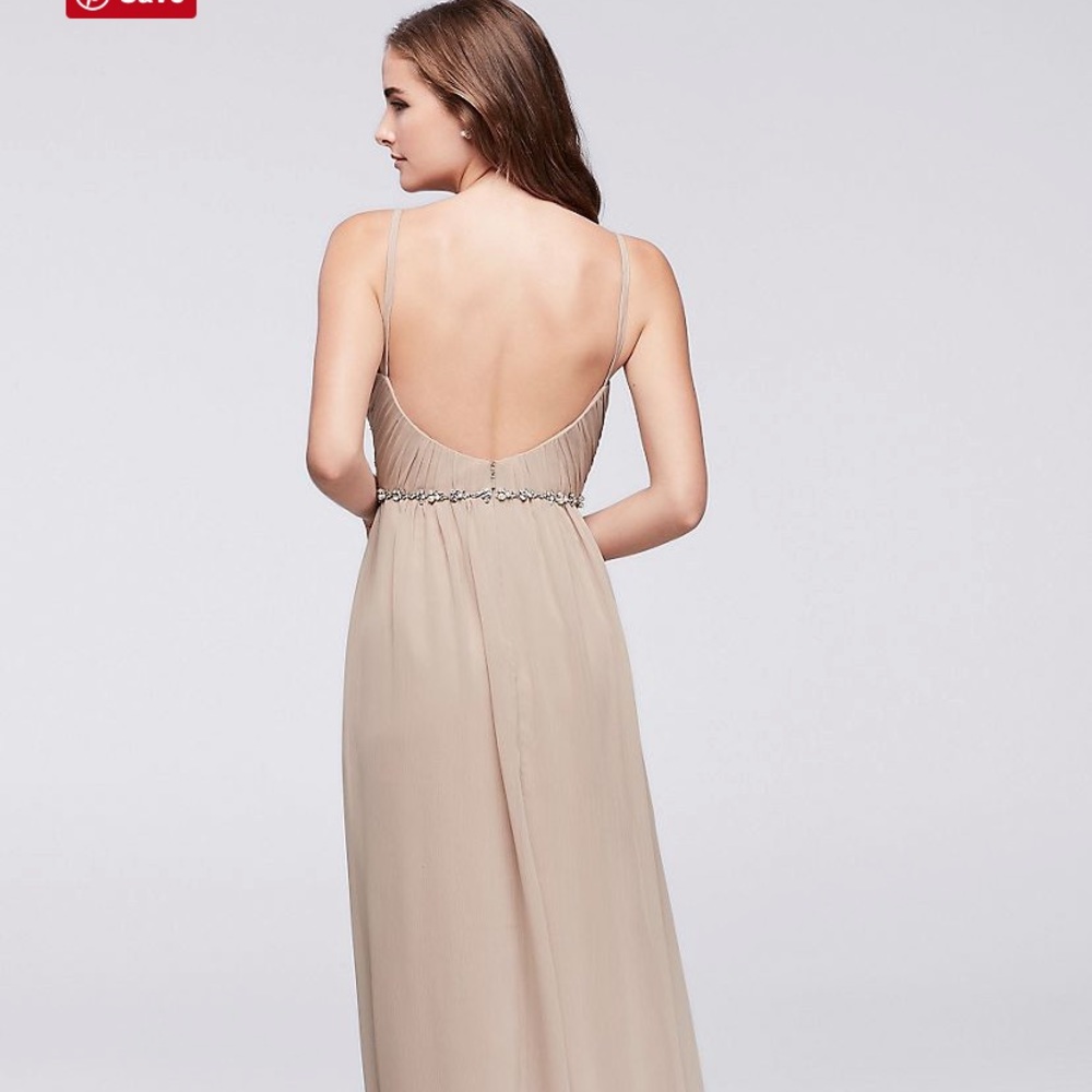 David’s Bridal Champagne Chiffon Bridesmaid Dress - Picture 4 of 7